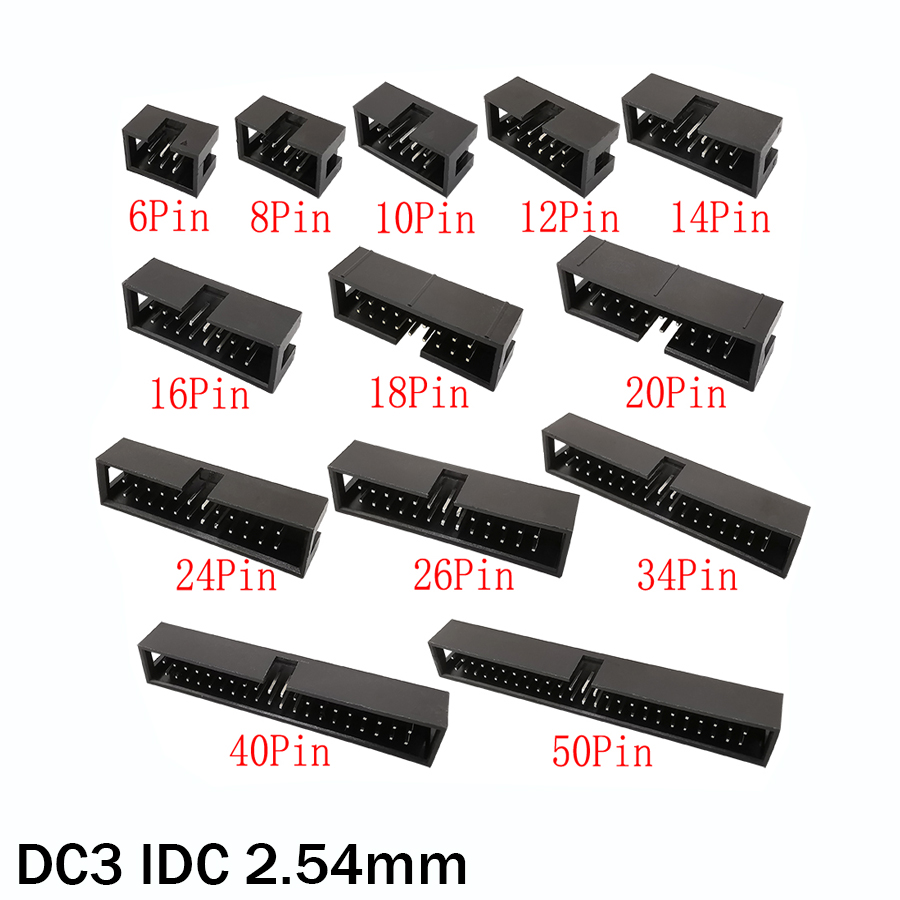 Dip Bar Parallel - 10Pcs DC3 6P~50Pin IDC 2.54mm Pitch