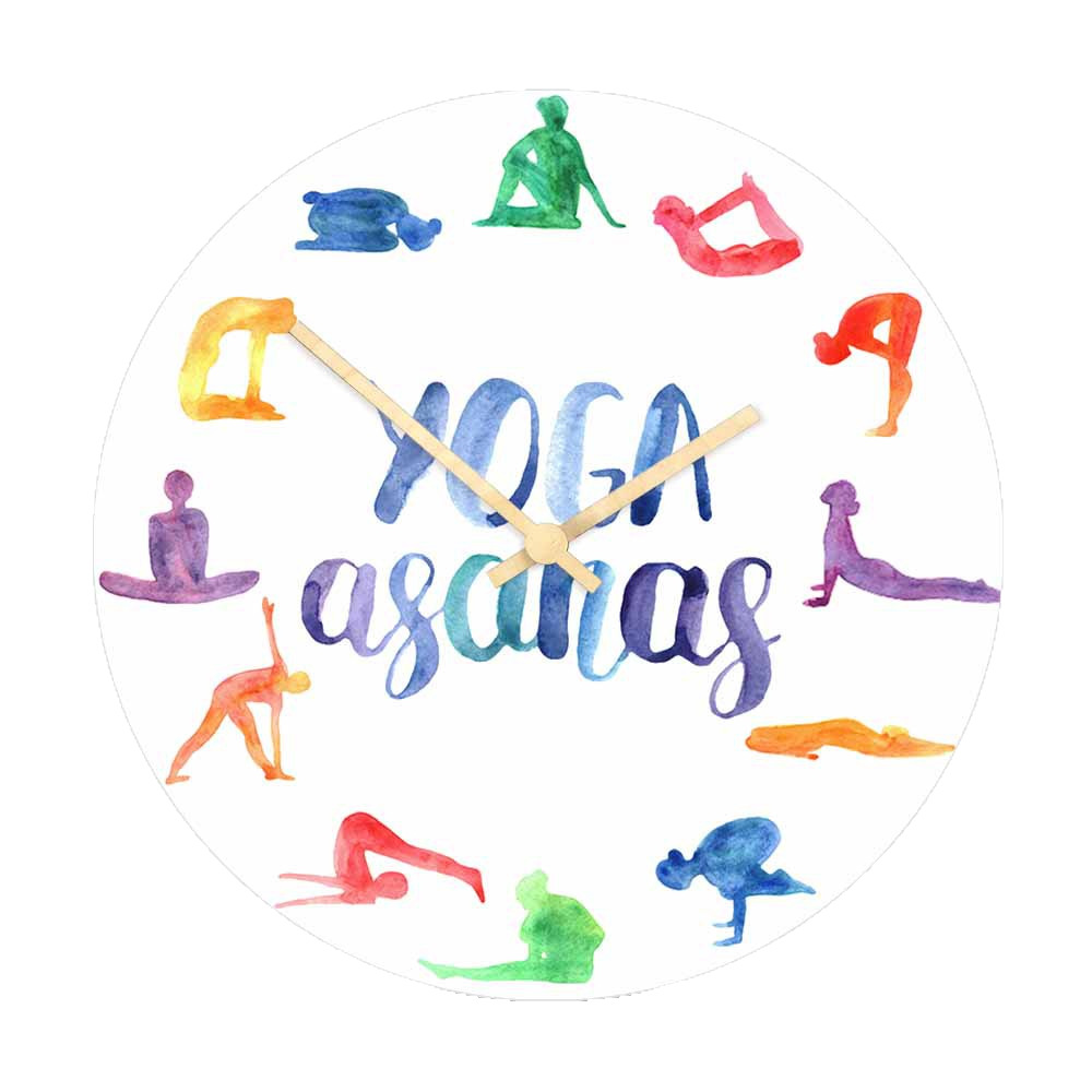 Yoga Fitness Watch - Watercolor Yoga Asanas Wall Clock Colorful