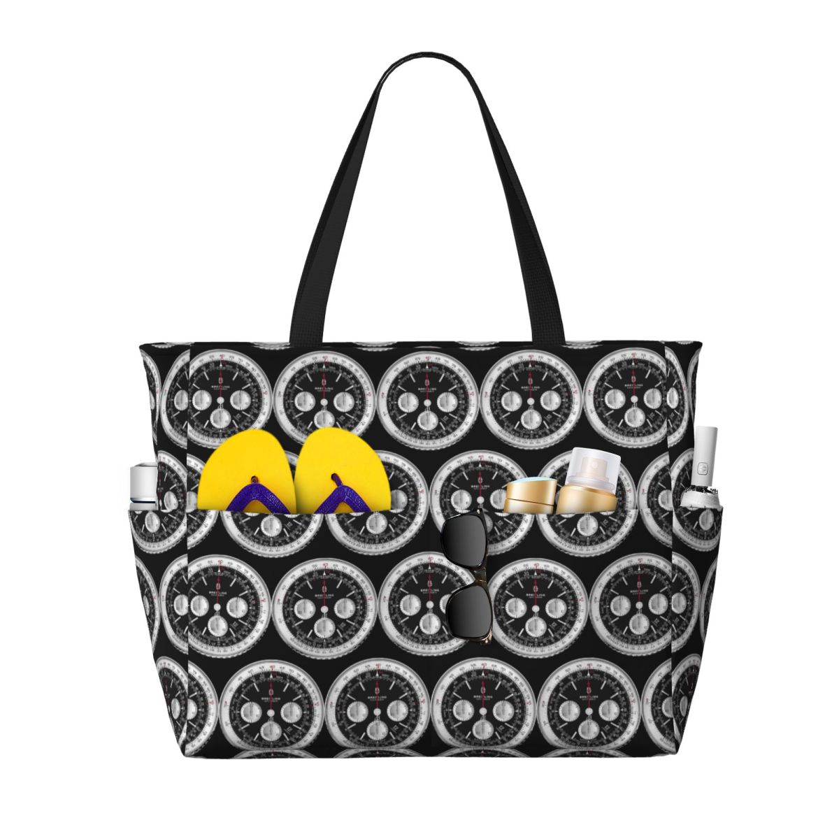 Yoga Fitness Watch - Black Luxury Watch Face Beach Tote