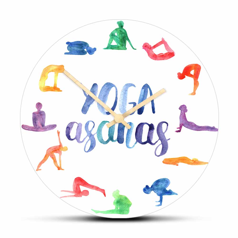 Yoga Fitness Watch - Yoga Asanas Modern Design Wall Clock