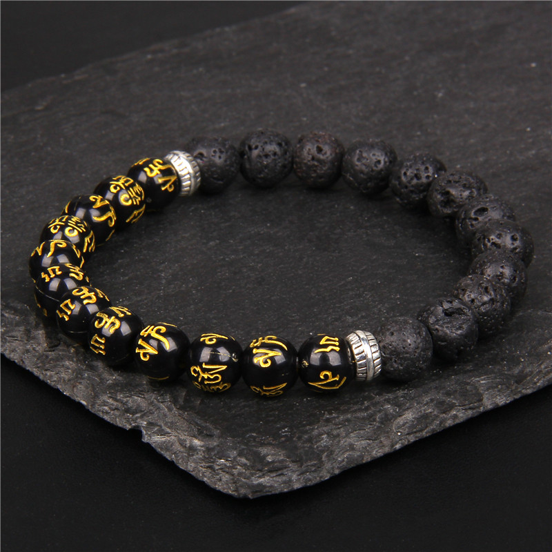 Yoga Fitness Gifts - Buddhism Natural Lava Stone Beads Bracelet