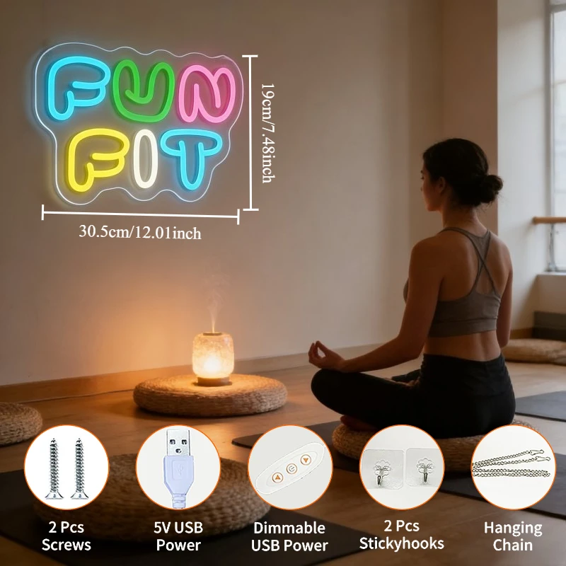 Fun Fit Neon Sign LED Cartoon  - огляд і ціна Yoga Fitness Rooms