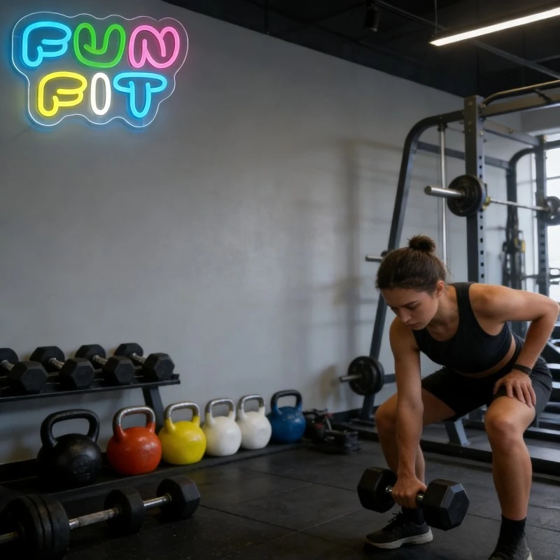 Fun Fit Neon Sign LED Cartoon  - огляд і ціна Yoga Fitness Rooms