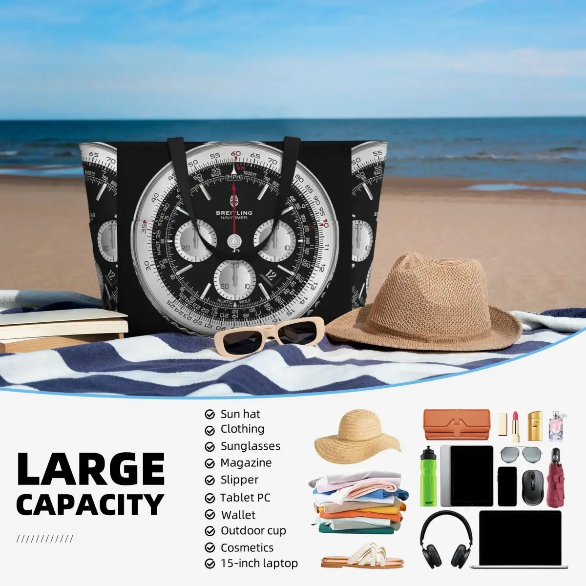 Black Luxury Watch Face Beach  - огляд і ціна Yoga Fitness Watch