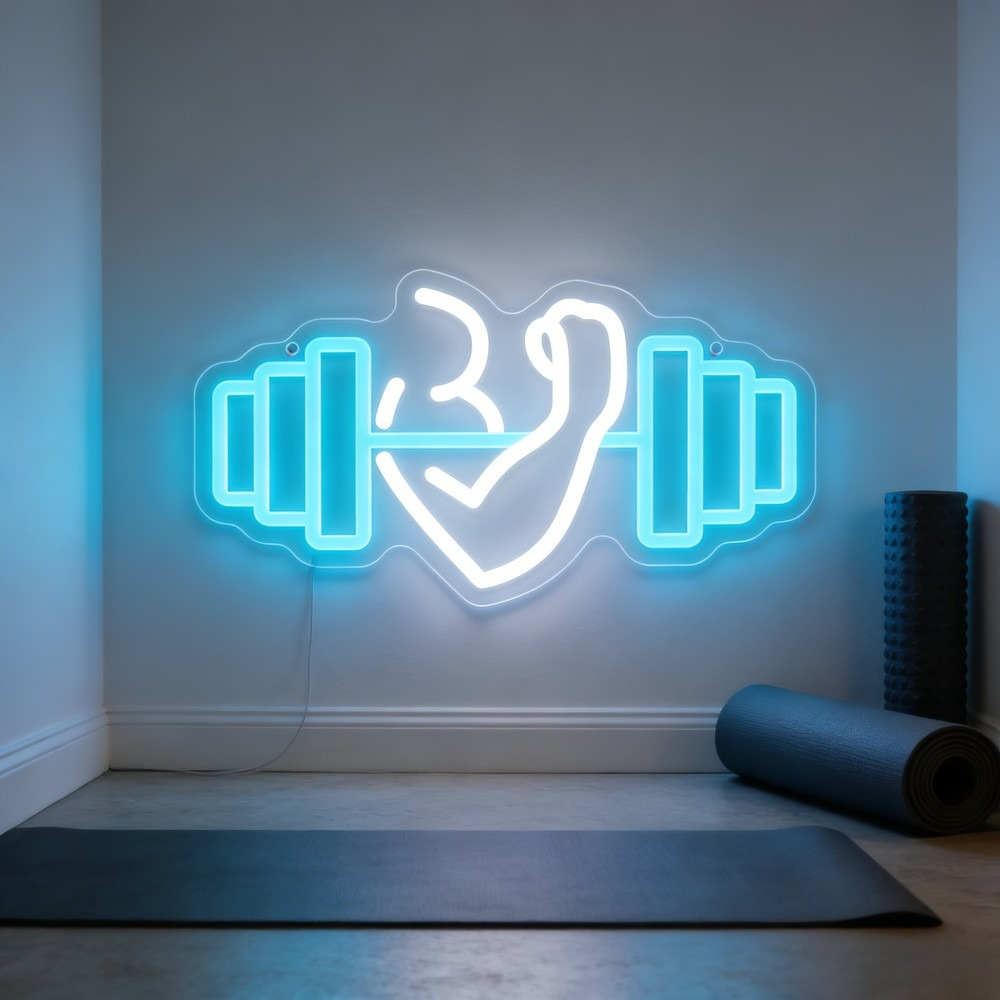 Bicep Dumbbell Neon Sign LED W - огляд і ціна Yoga Fitness Rooms
