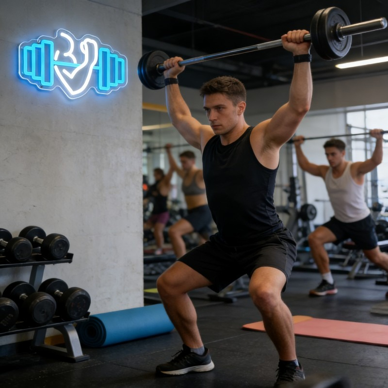 Bicep Dumbbell Neon Sign LED W - огляд і ціна Yoga Fitness Rooms