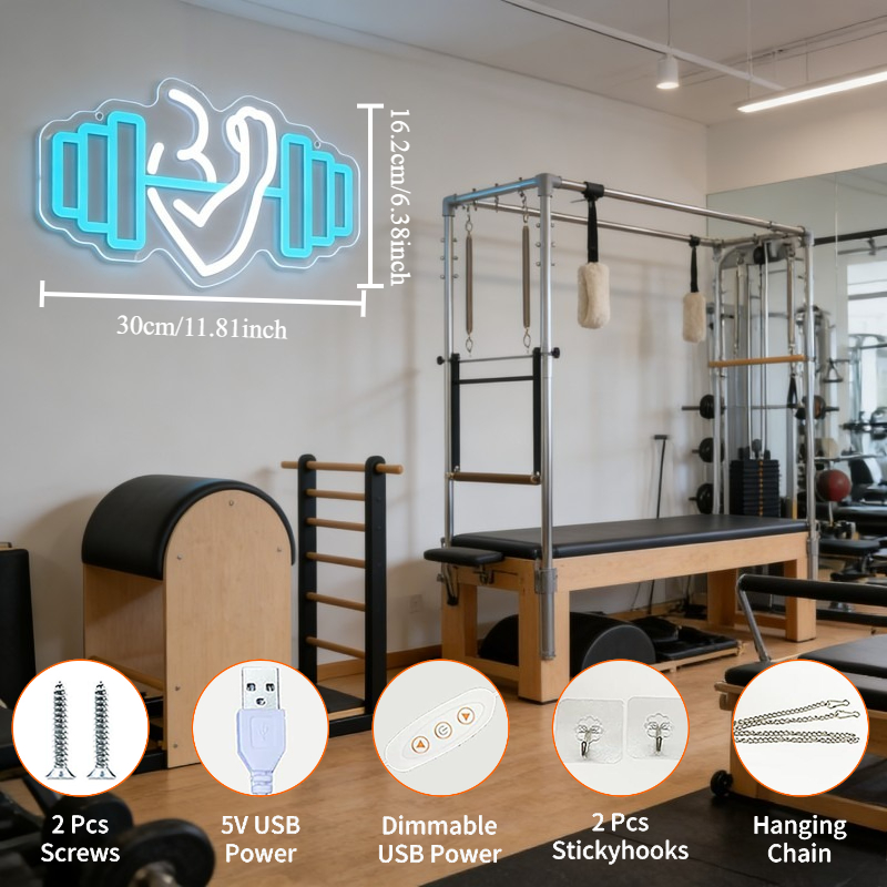 Bicep Dumbbell Neon Sign LED W - огляд і ціна Yoga Fitness Rooms