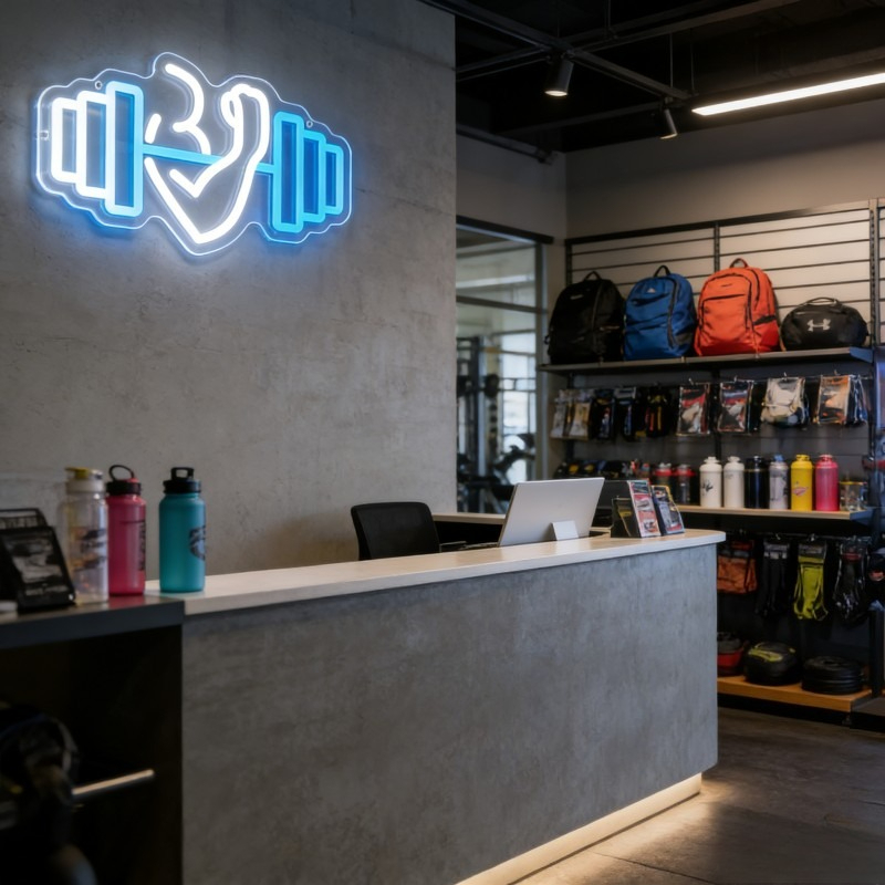 Bicep Dumbbell Neon Sign LED W - огляд і ціна Yoga Fitness Rooms